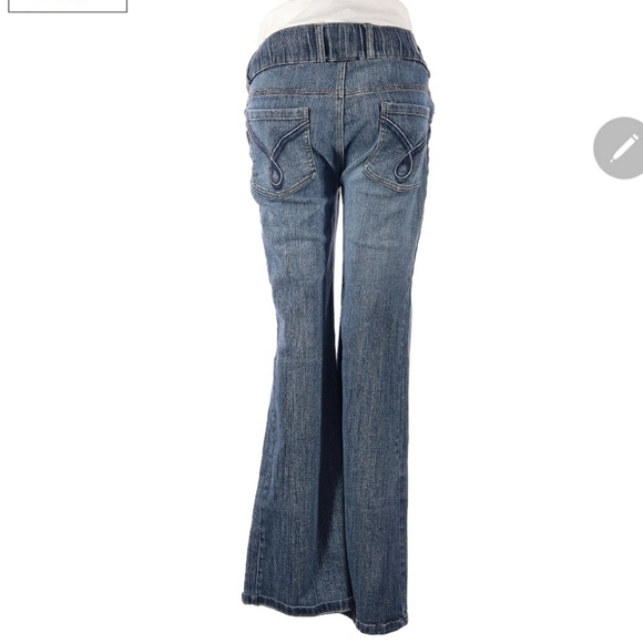 Motherhood Maternity Size Medium M Denim Blue Jeans Boot Cut Leg Stretch Waist - Picture 2 of 7